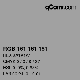 カラーコード: RGB 161 161 161 | qconv.com