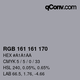 カラーコード: RGB 161 161 170 | qconv.com