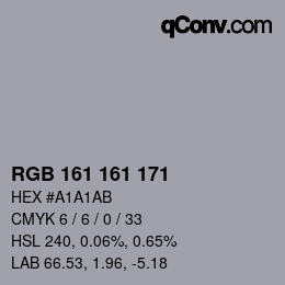 カラーコード: RGB 161 161 171 | qconv.com