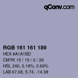 カラーコード: RGB 161 161 189 | qconv.com