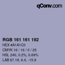 カラーコード: RGB 161 161 192 | qconv.com