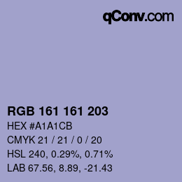 カラーコード: RGB 161 161 203 | qconv.com