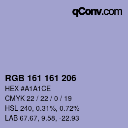 Código de color: RGB 161 161 206 | qconv.com