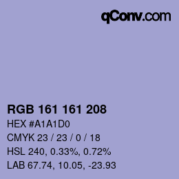 Color code: RGB 161 161 208 | qconv.com