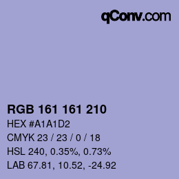 Color code: RGB 161 161 210 | qconv.com