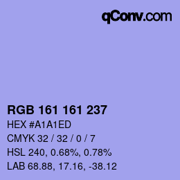 Color code: RGB 161 161 237 | qconv.com