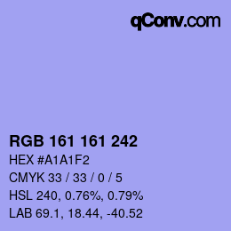 Color code: RGB 161 161 242 | qconv.com