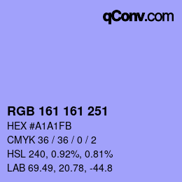 カラーコード: RGB 161 161 251 | qconv.com
