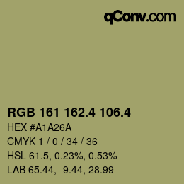カラーコード: RGB 161 162.4 106.4 | qconv.com