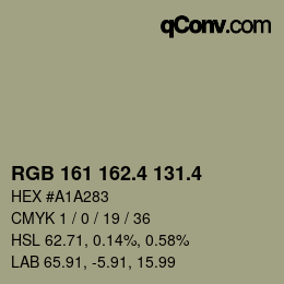 カラーコード: RGB 161 162.4 131.4 | qconv.com