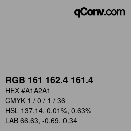 カラーコード: RGB 161 162.4 161.4 | qconv.com