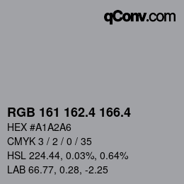 カラーコード: RGB 161 162.4 166.4 | qconv.com