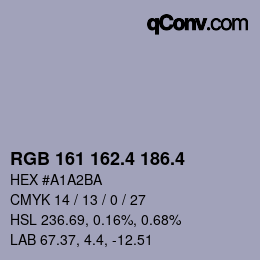 カラーコード: RGB 161 162.4 186.4 | qconv.com
