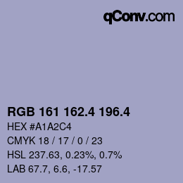 カラーコード: RGB 161 162.4 196.4 | qconv.com