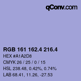 カラーコード: RGB 161 162.4 216.4 | qconv.com