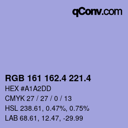 カラーコード: RGB 161 162.4 221.4 | qconv.com
