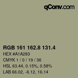 カラーコード: RGB 161 162.8 131.4 | qconv.com