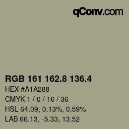 カラーコード: RGB 161 162.8 136.4 | qconv.com
