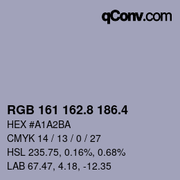 カラーコード: RGB 161 162.8 186.4 | qconv.com