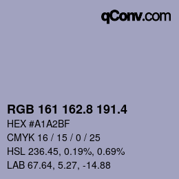 カラーコード: RGB 161 162.8 191.4 | qconv.com