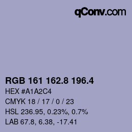 カラーコード: RGB 161 162.8 196.4 | qconv.com