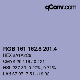 カラーコード: RGB 161 162.8 201.4 | qconv.com