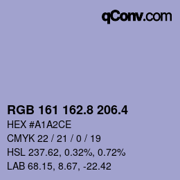 カラーコード: RGB 161 162.8 206.4 | qconv.com