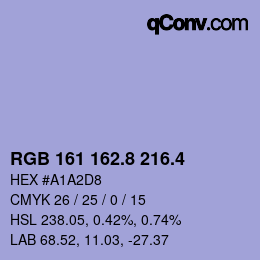カラーコード: RGB 161 162.8 216.4 | qconv.com
