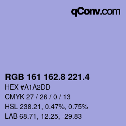 カラーコード: RGB 161 162.8 221.4 | qconv.com