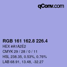 カラーコード: RGB 161 162.8 226.4 | qconv.com