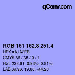 カラーコード: RGB 161 162.8 251.4 | qconv.com