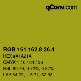 カラーコード: RGB 161 162.8 26.4 | qconv.com