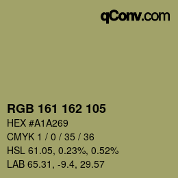 Color code: RGB 161 162 105 | qconv.com