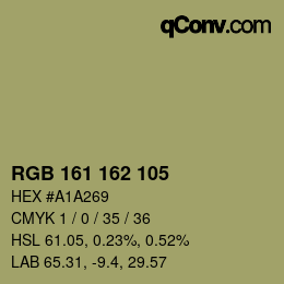 Color code: RGB 161 162 105 | qconv.com