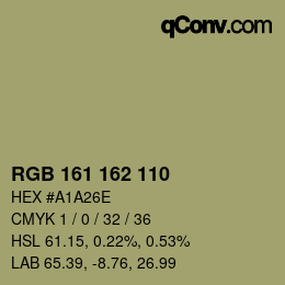 Color code: RGB 161 162 110 | qconv.com