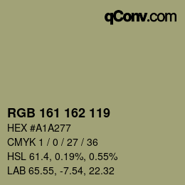 Color code: RGB 161 162 119 | qconv.com