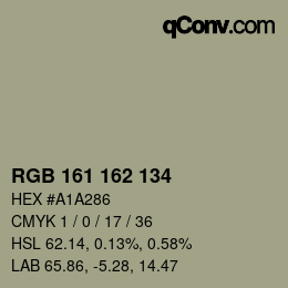 颜色代码: RGB 161 162 134 | qconv.com