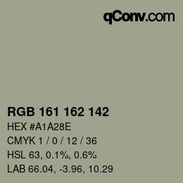 Color code: RGB 161 162 142 | qconv.com