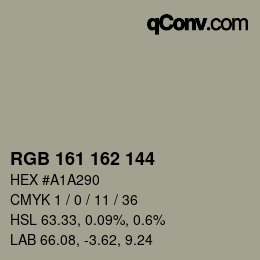 カラーコード: RGB 161 162 144 | qconv.com