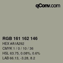 Color code: RGB 161 162 146 | qconv.com