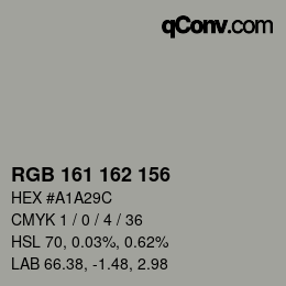 Color code: RGB 161 162 156 | qconv.com