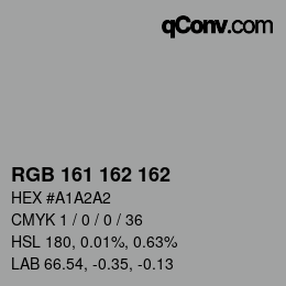 カラーコード: RGB 161 162 162 | qconv.com