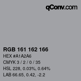 カラーコード: RGB 161 162 166 | qconv.com