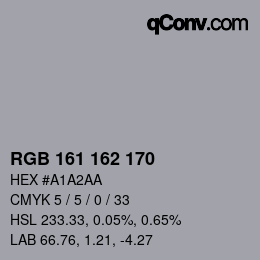 Color code: RGB 161 162 170 | qconv.com