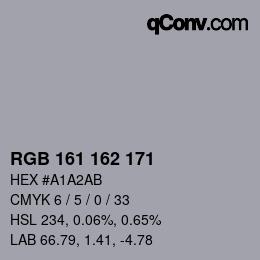 カラーコード: RGB 161 162 171 | qconv.com