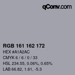 カラーコード: RGB 161 162 172 | qconv.com