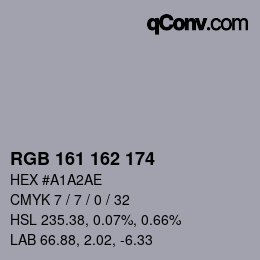カラーコード: RGB 161 162 174 | qconv.com