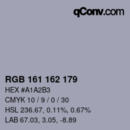 Farbcode: RGB 161 162 179 | qconv.com