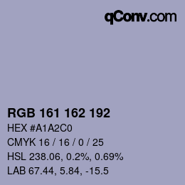 カラーコード: RGB 161 162 192 | qconv.com