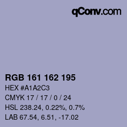 カラーコード: RGB 161 162 195 | qconv.com